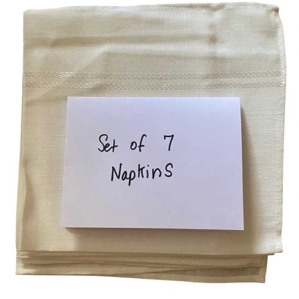 Vintage Off White Cream Stripe Formal Large Dinner Napkins Set of 7 NWOT